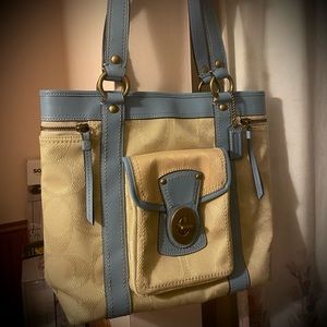 Khaki & Blue COACH Shoulder Bag
